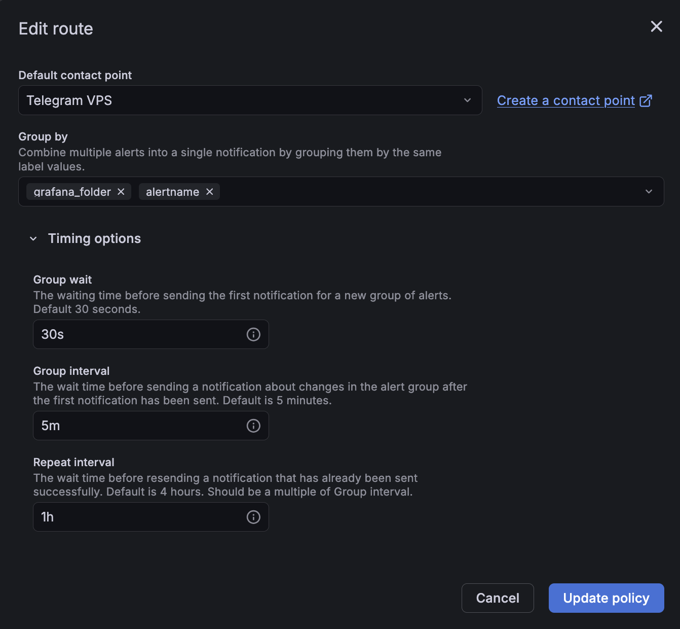 Notification policy